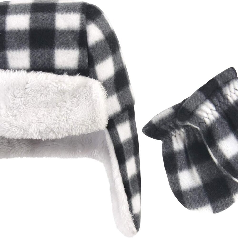 Unisex-Baby Fleece Trapper Hat and Mitten Set